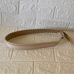 New Faux leather Scalloped Edge Beige Womens Belt